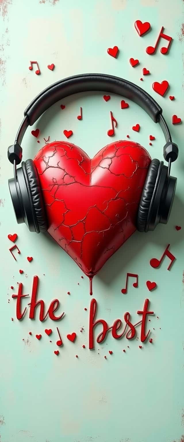 Heart and Headphones Design Phone Case