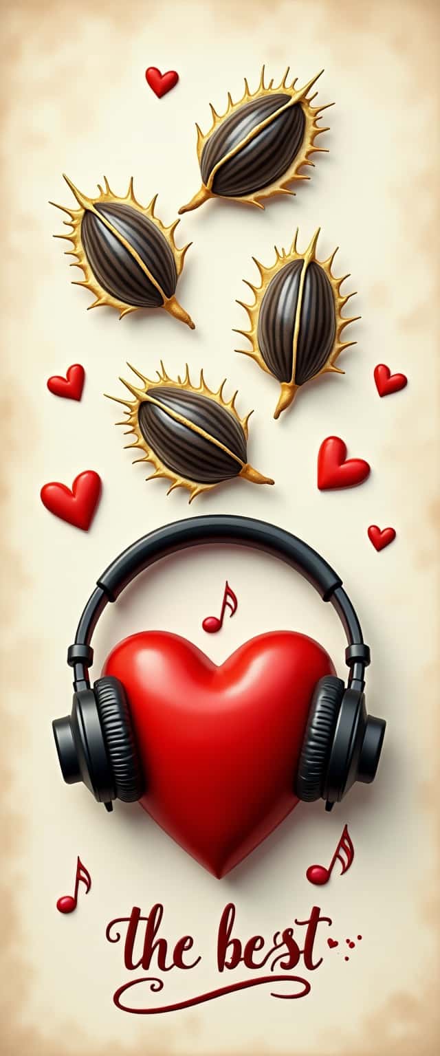 Sunflower Seeds with Heart and Headphones Phone Case Sunflower Seeds with Heart and Headphones Phone Case