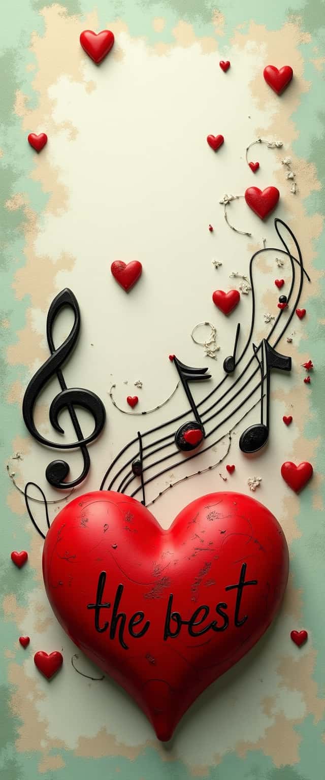 Vintage Heart and Musical Notes Design Phone Case