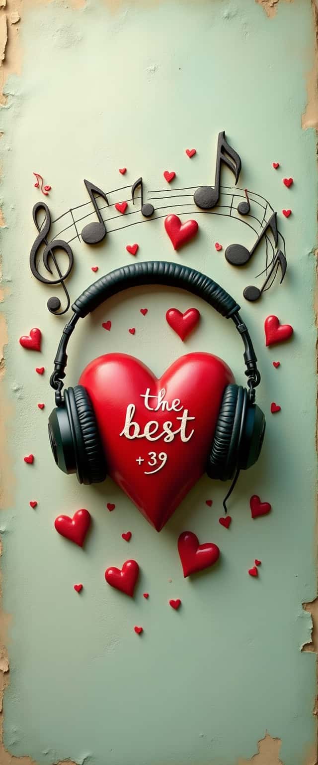 Red Heart with Musical Notes Design Phone Case