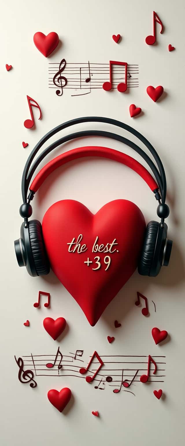 Heart and Headphones Design Phone Case