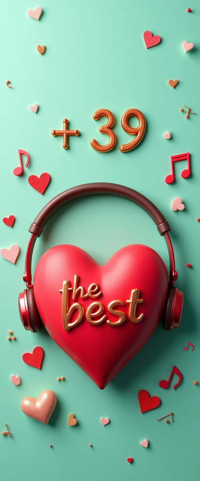 3D Heart and Headphones Design Phone Case