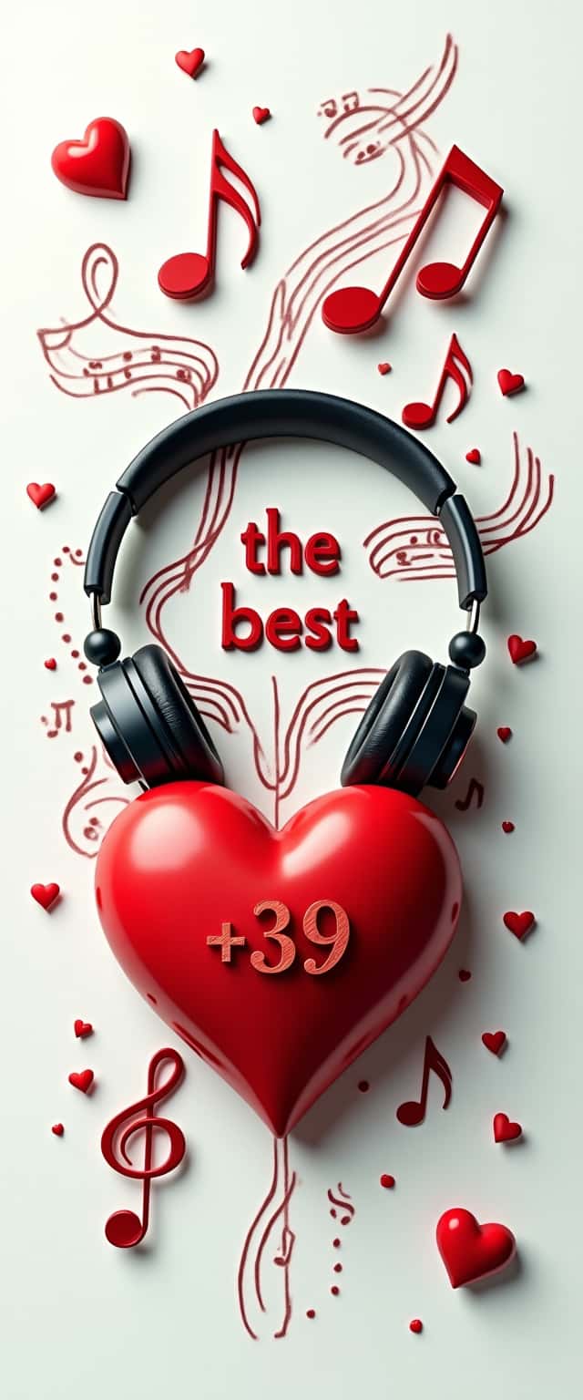 3D Red Heart with Headphones Phone Case