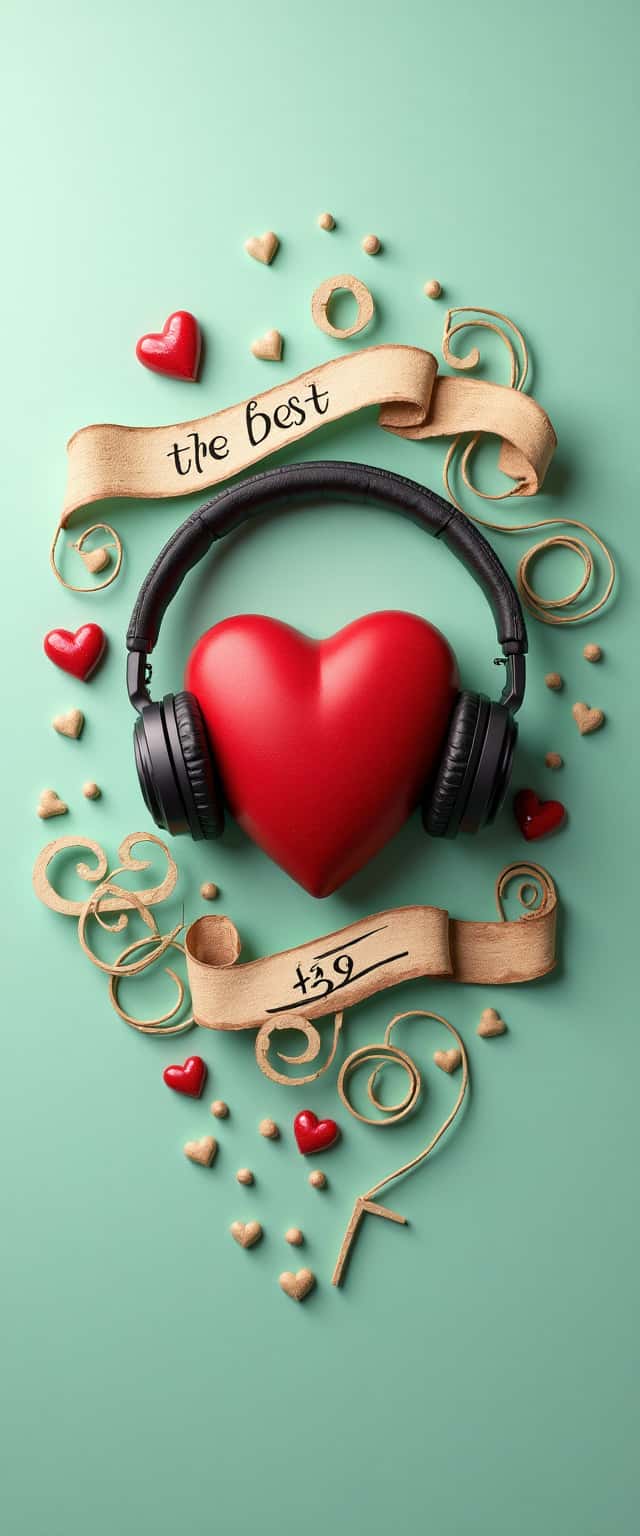 3D Heart with Headphones Design Phone Case