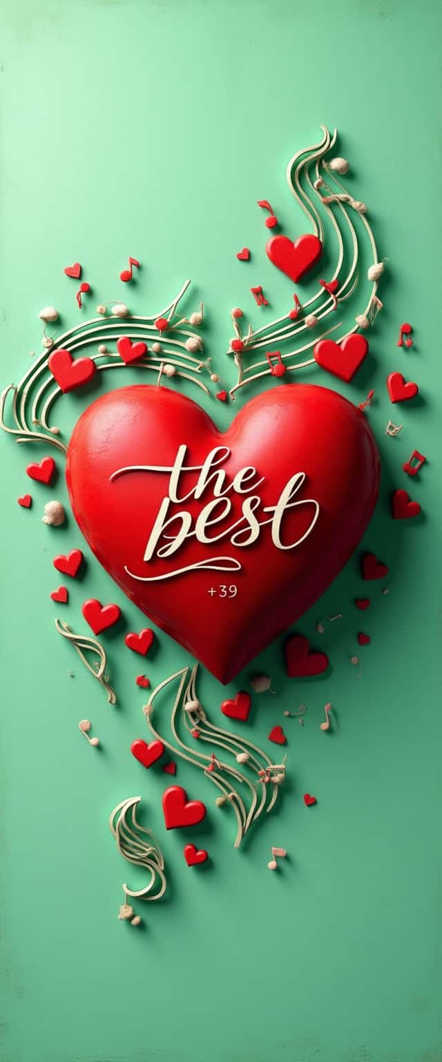 3D Heart and Musical Notes Design Phone Case