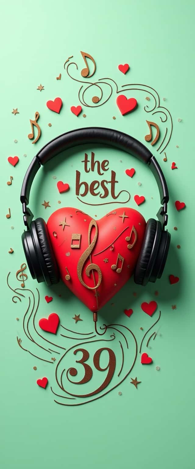 3D Heart with Headphones Design Phone Case