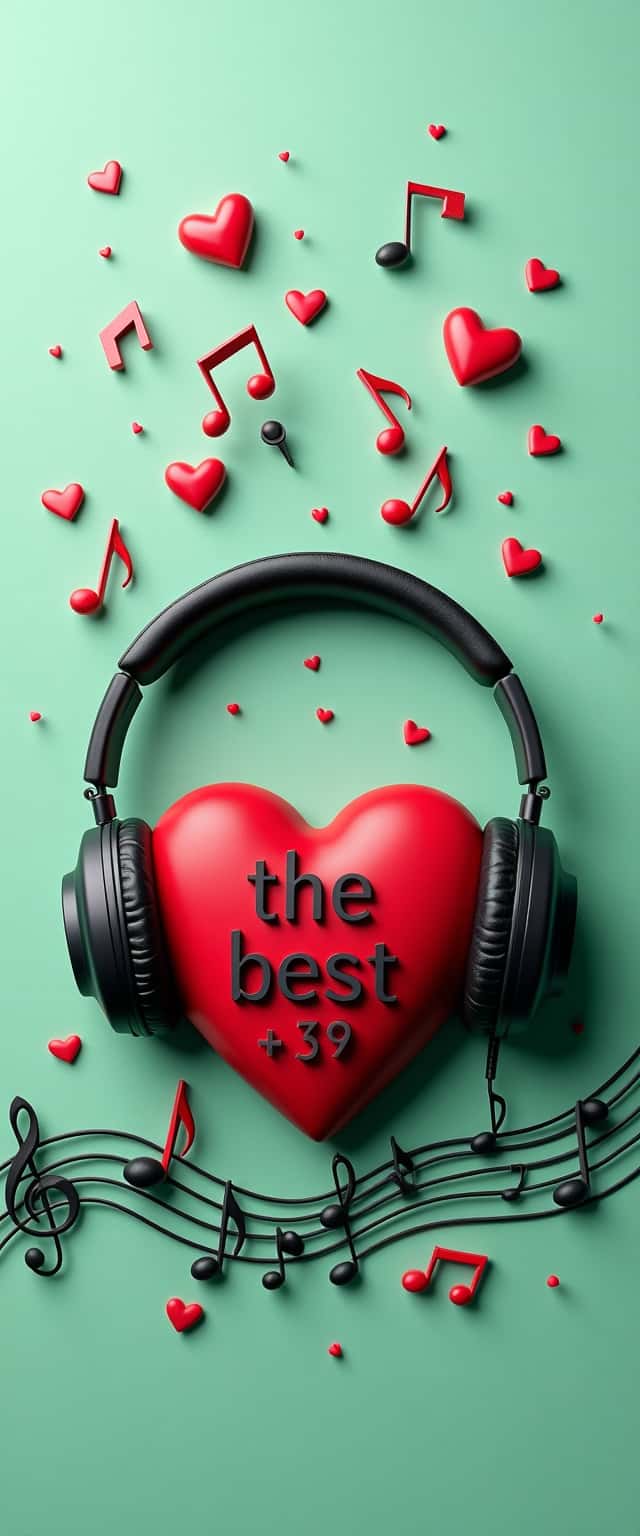 Heart with Headphones and Music Notes Phone Case