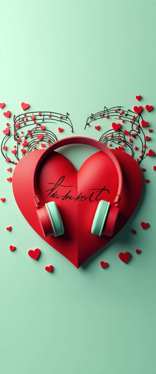 Heart and Headphones Design Phone Case Heart and Headphones Design Phone Case