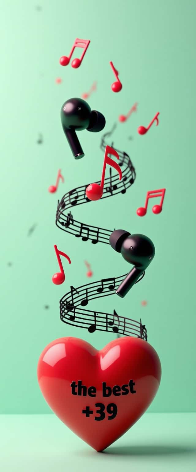 Musical Earbuds Heart Design Phone Case