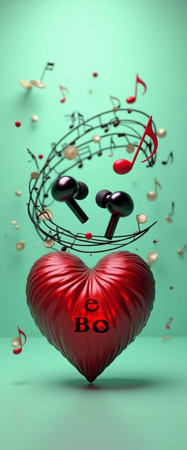 Wireless Earbuds with Musical Heart Phone Case