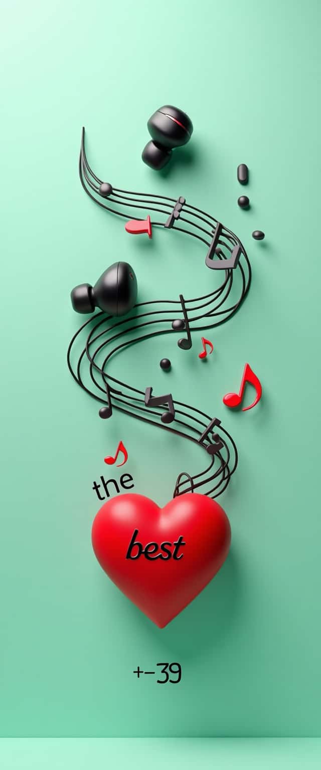 3D Earbuds Musical Heart Design Phone Case