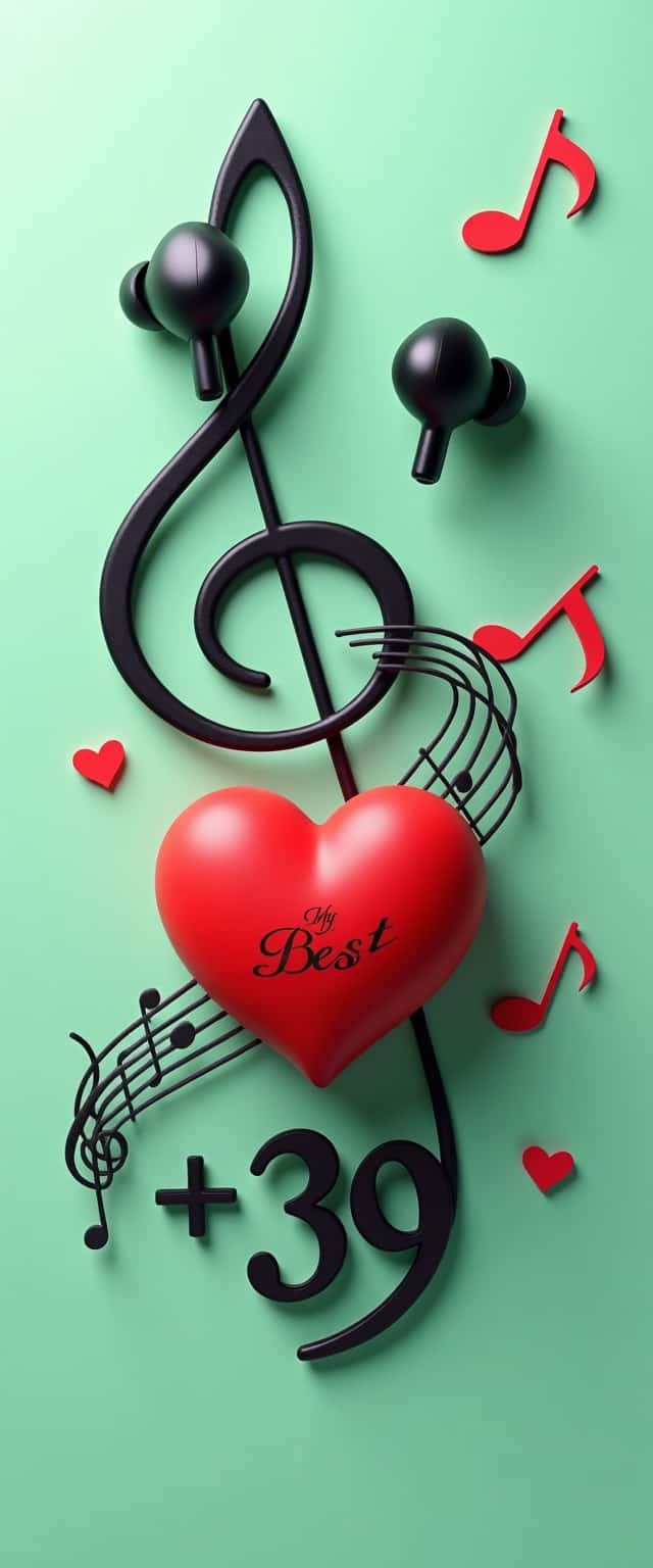 3D Wireless Earbuds with Music and Heart Phone Case