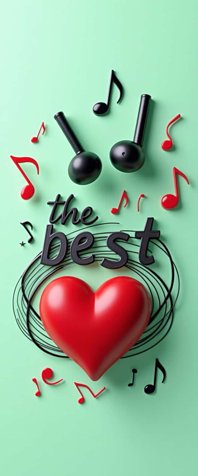 3D Music Earbuds Heart Design Phone Case