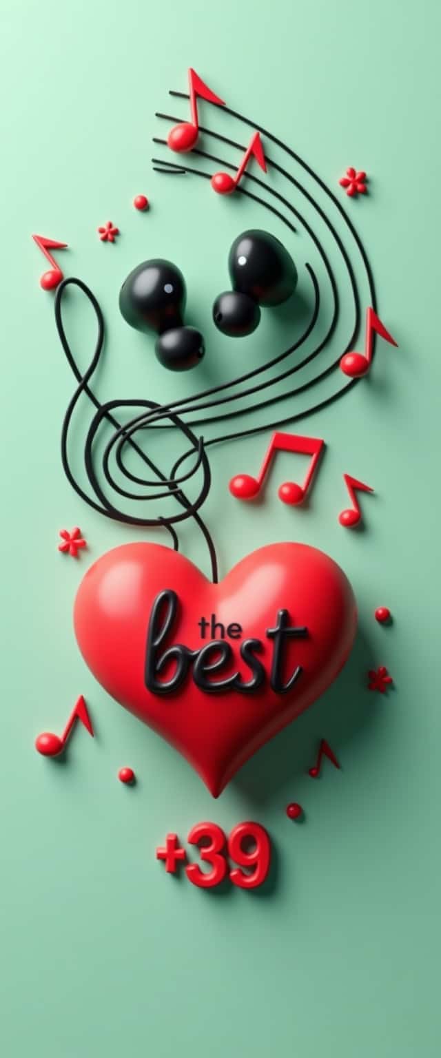 3D Black Earbuds with Musical Elements Phone Case