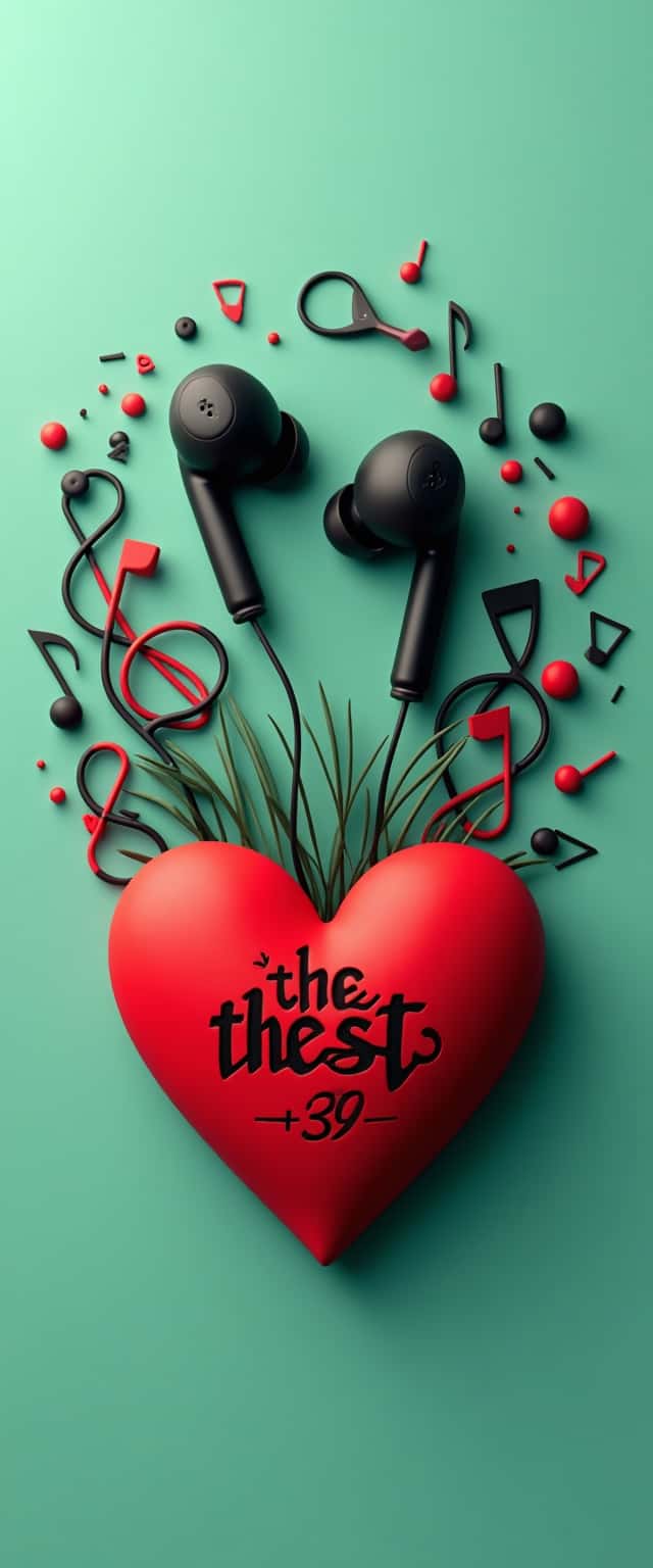 3D Earbuds with Heart Notes Phone Case