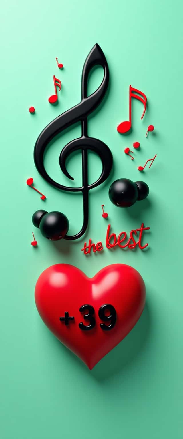 Mint Green Musical Heart Design Phone Case