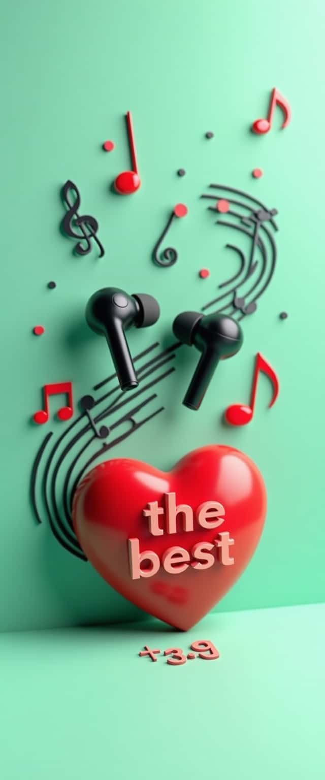 Mint Green Earbuds and Music Theme Phone Case