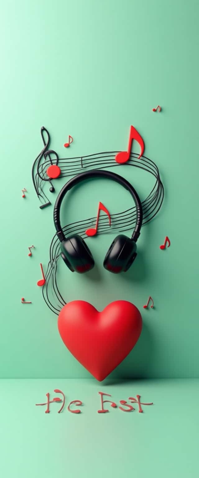 Chic Wireless Earbuds Musical Heart Design Phone Case