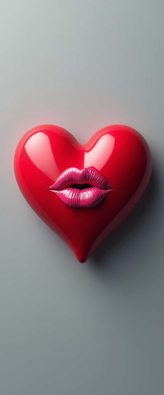 3D Heart with Kiss Mark Phone Case