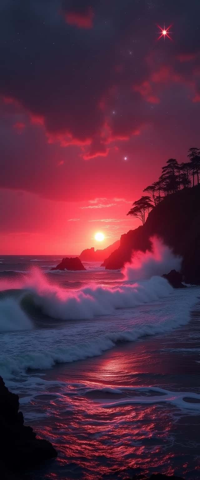 Sunset Ocean Scene with Stars Phone Case