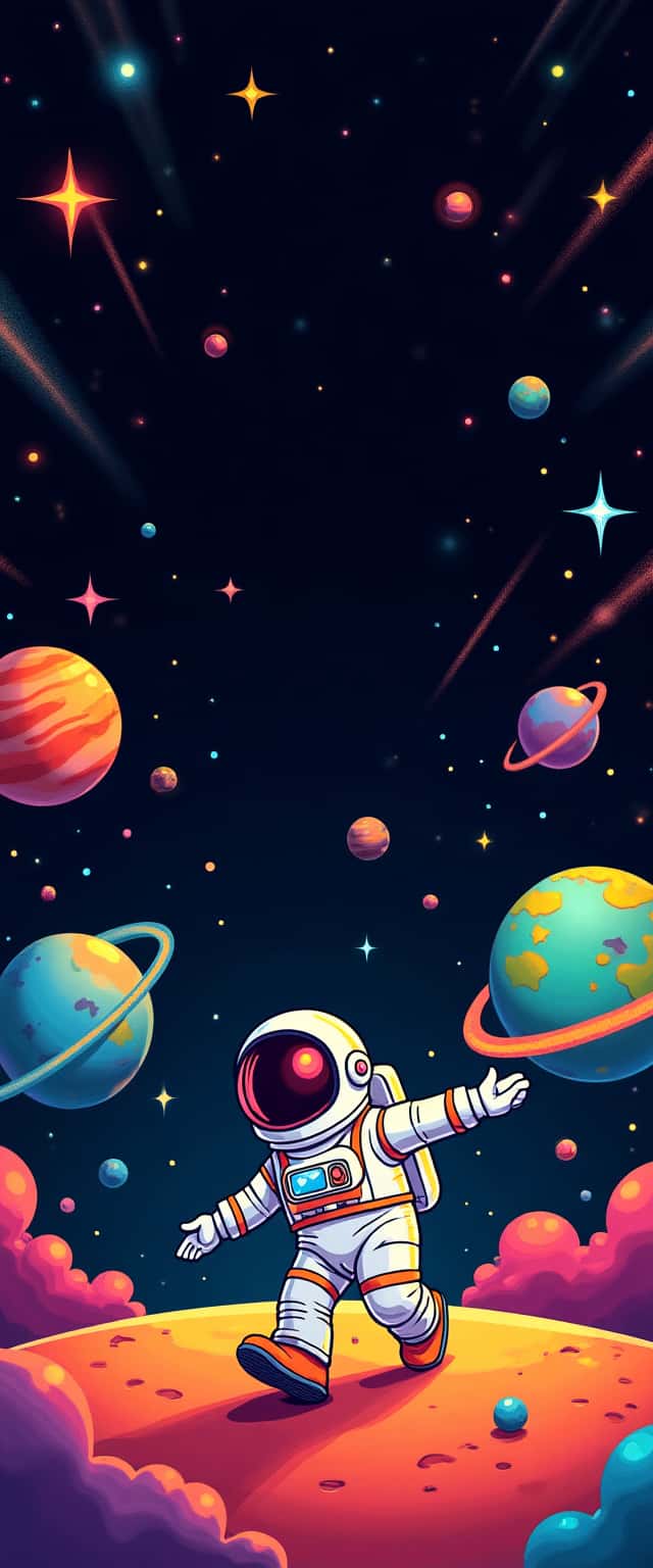 Cartoon Astronaut in Space Phone Case