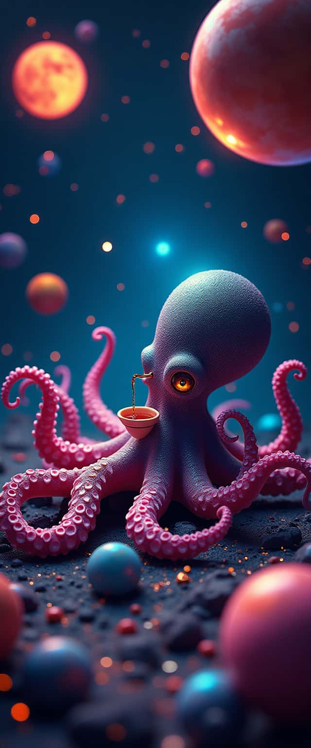 Cosmic Octopus Tea Party Phone Case